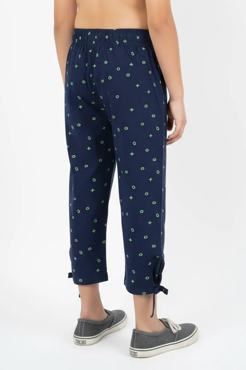 Printed Capri for Girls - Navy Blue - View 2