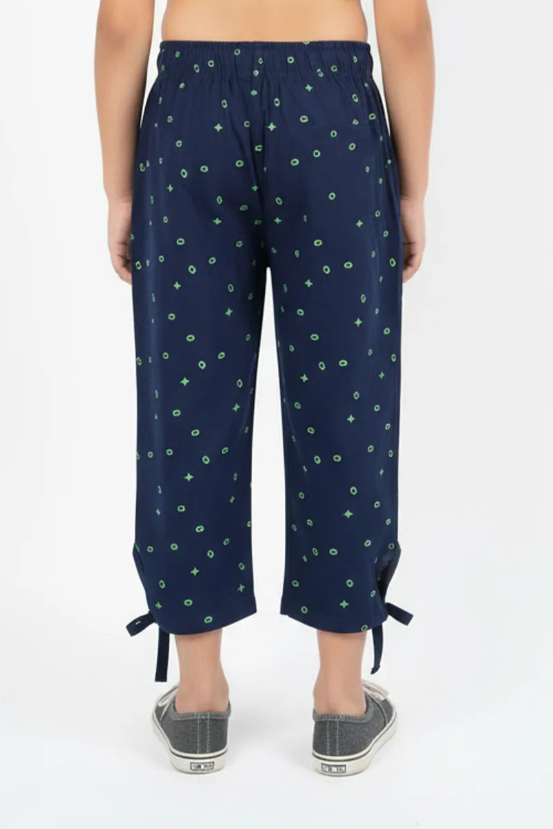 Printed Capri for Girls - Navy Blue - View 3