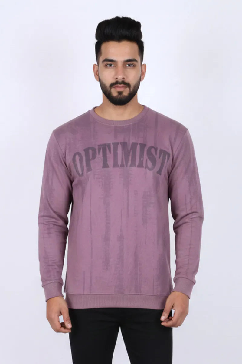 Men's Cotton Blend Self Design Casual Sweatshirts - Purple Haze (Style CLMTS25)