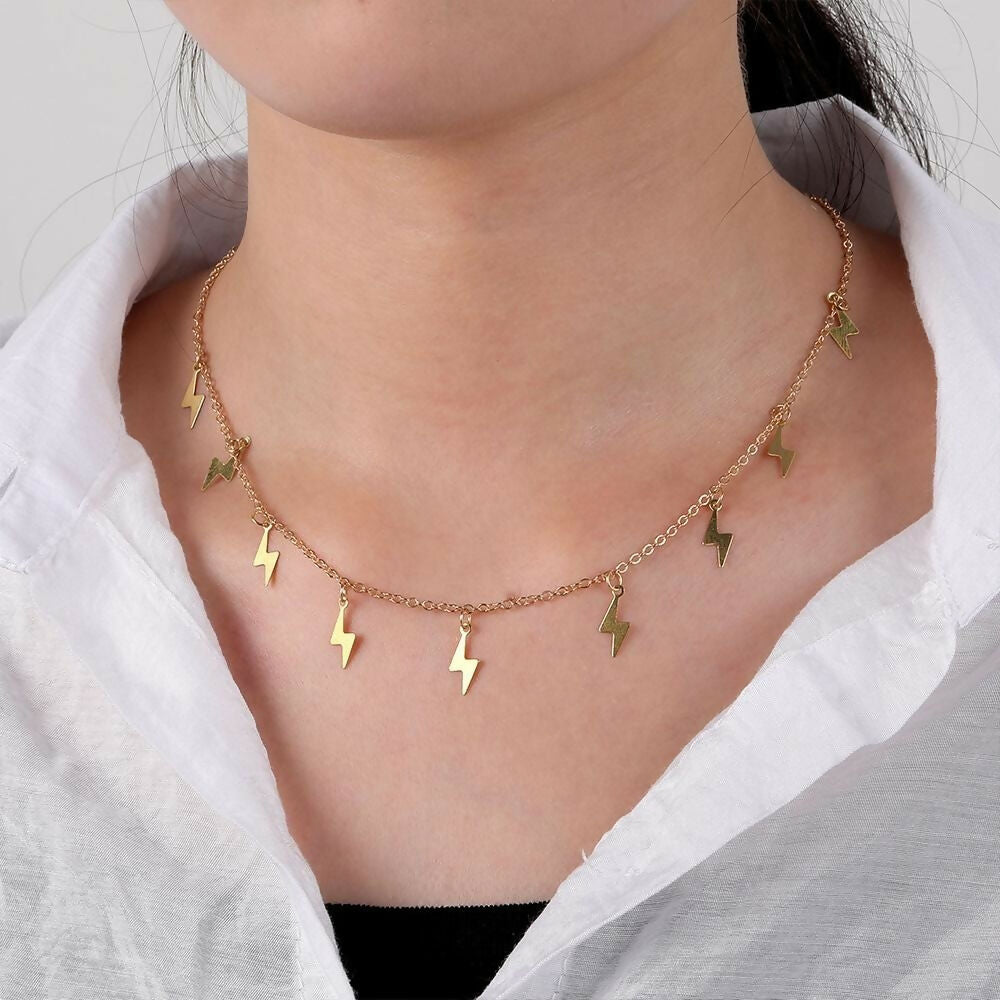 Rainbow Pendant & Lightning Bolt Necklace Set (2 Pieces)