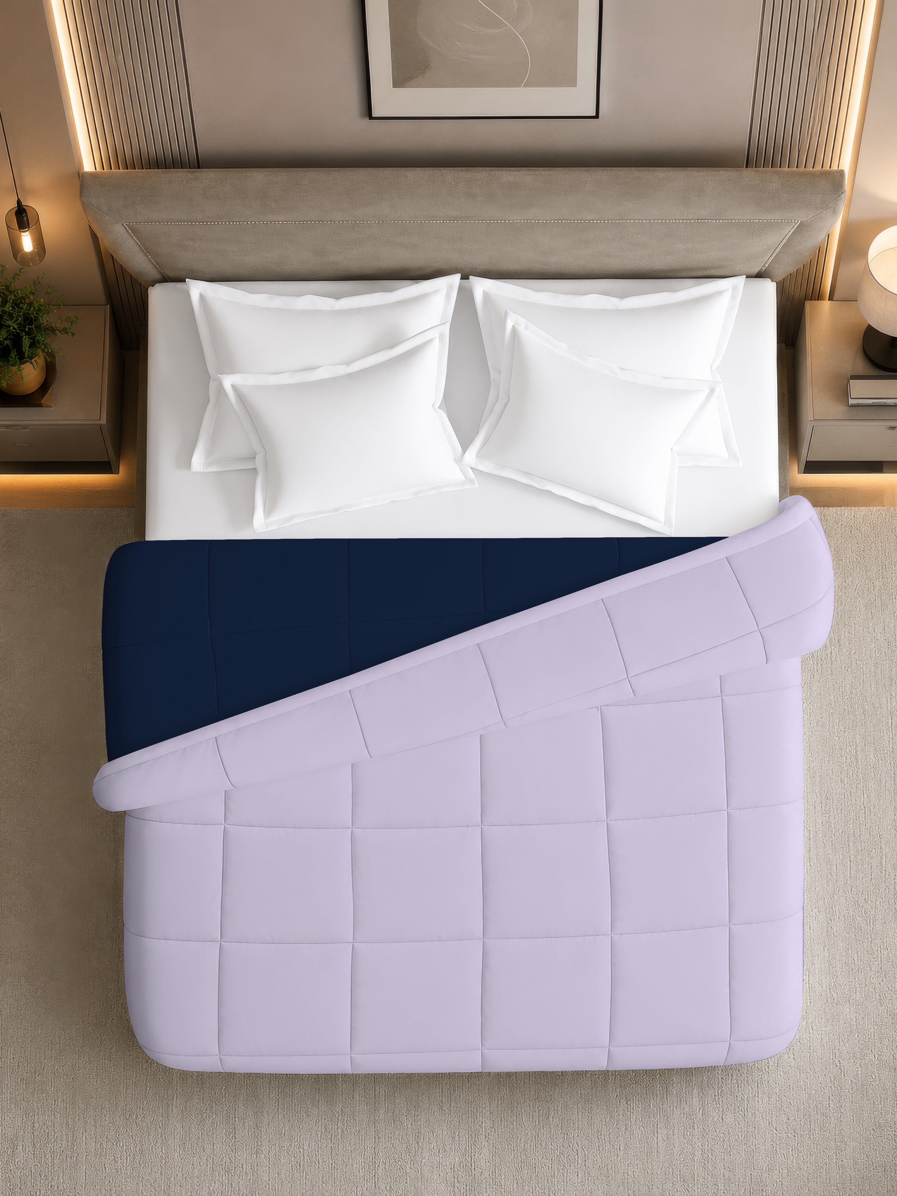 Quirky Home Nest Collection 220 GSM Double Bed Solid Reversible Comforter