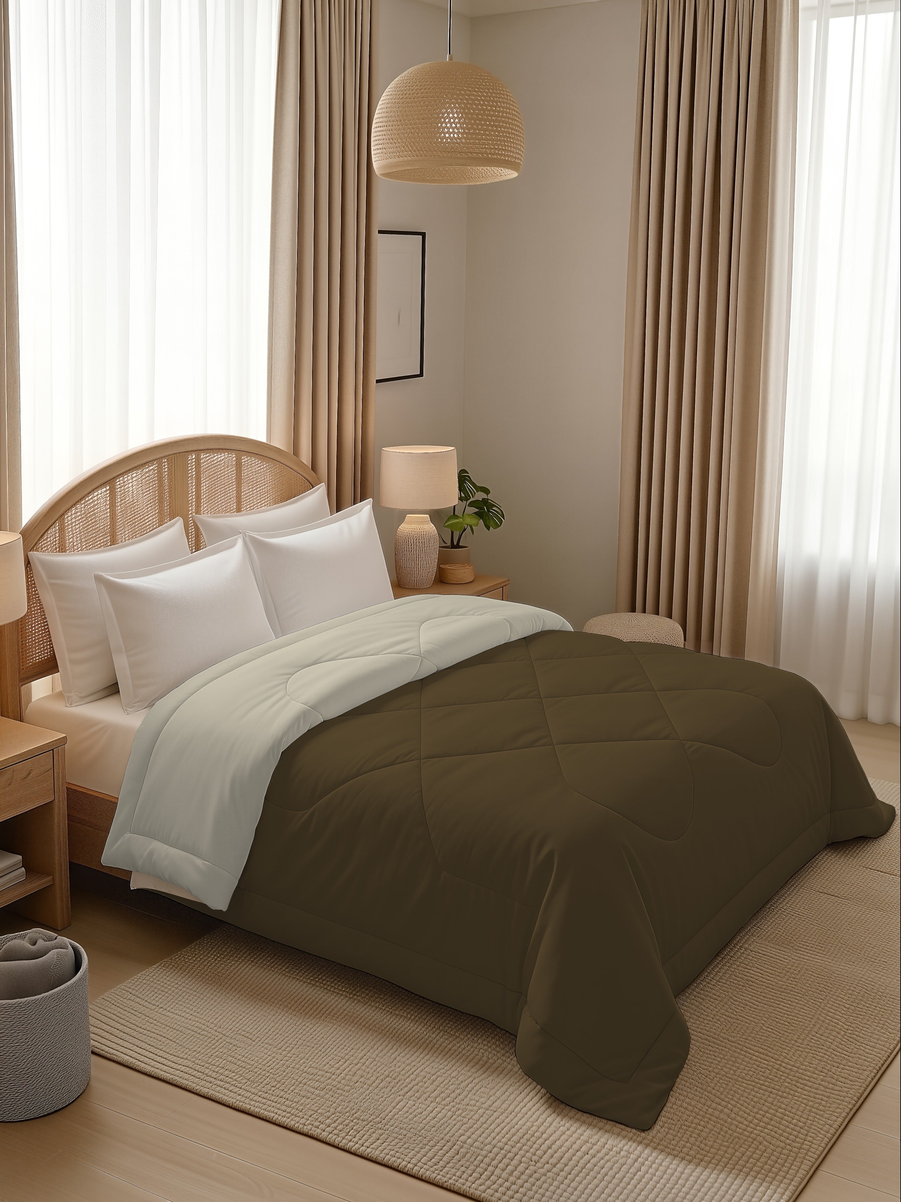 Quirky Home Nest Collection 220 GSM Double Bed Solid Reversible Comforter