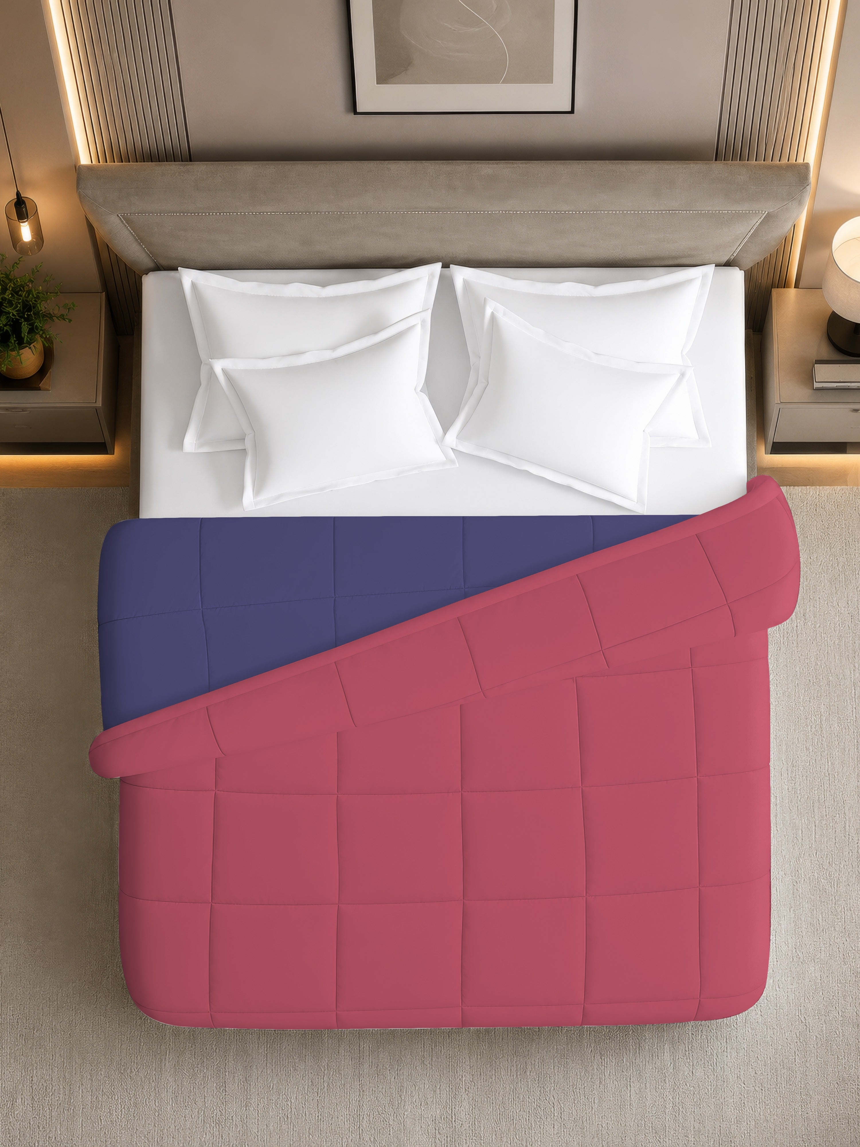 Quirky Home Nest Collection 220 GSM Double Bed Solid Reversible Comforter