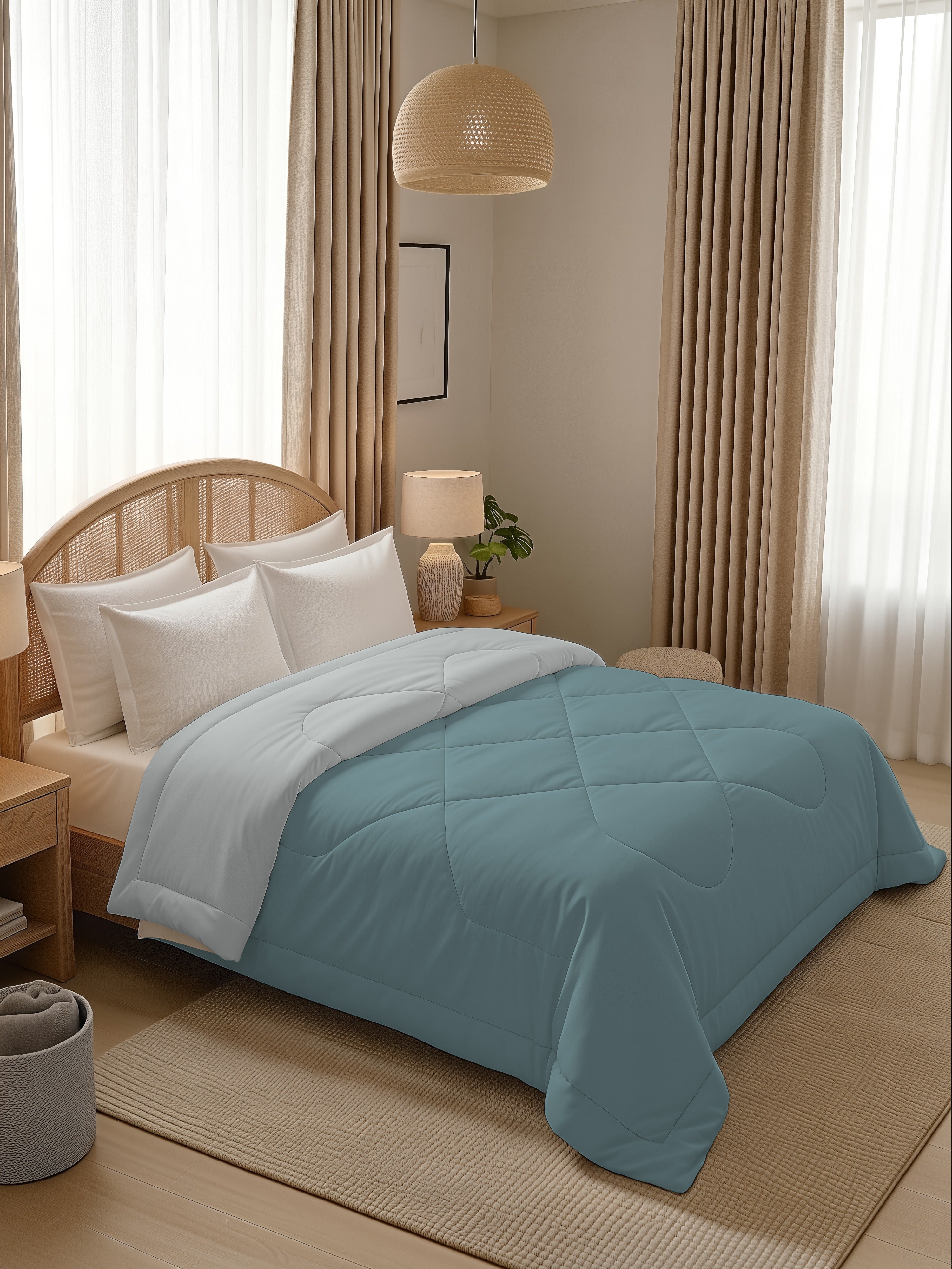 Quirky Home Nest Collection 220 GSM Double Bed Solid Reversible Comforter