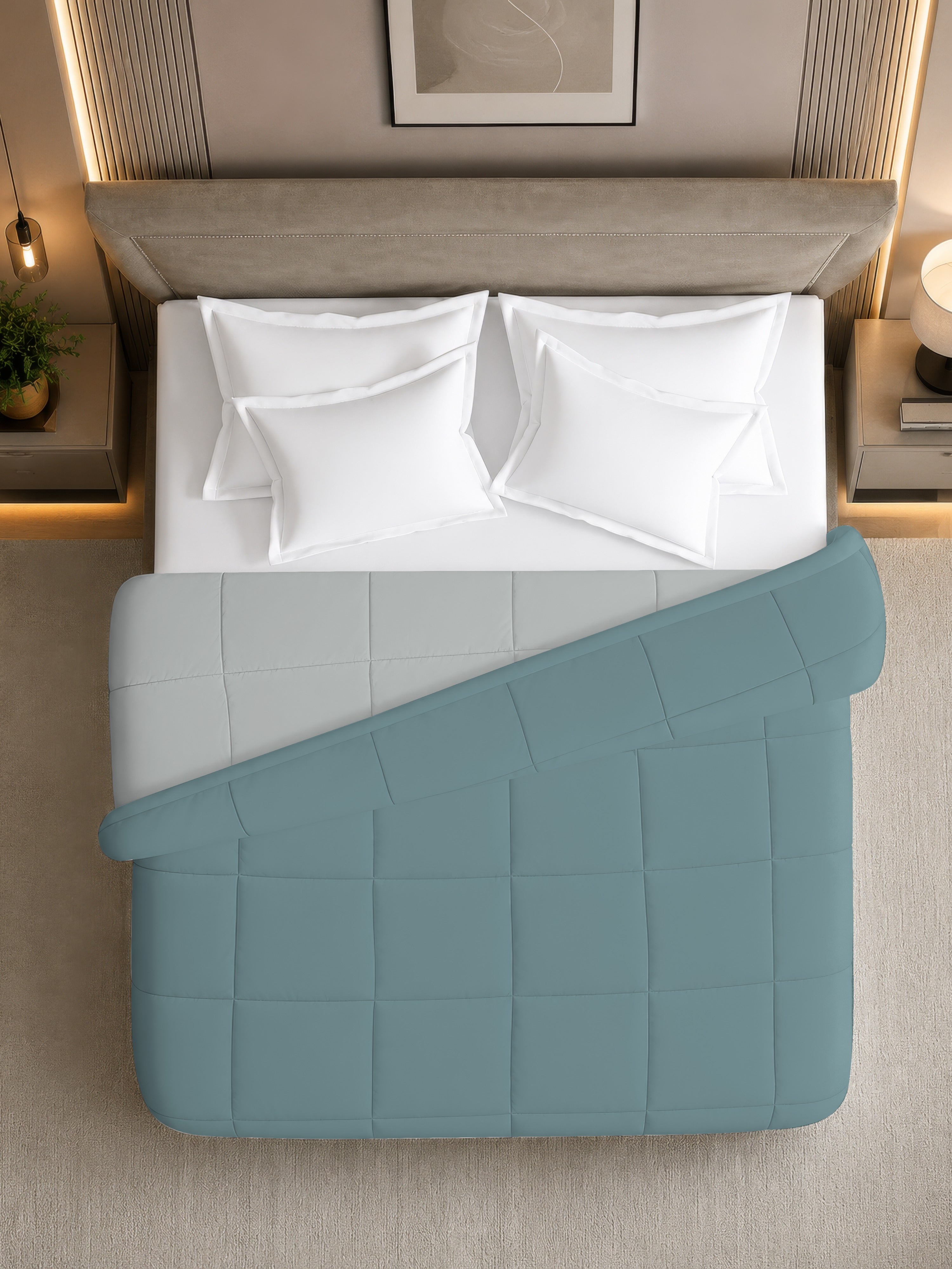 Quirky Home Nest Collection 220 GSM Double Bed Solid Reversible Comforter