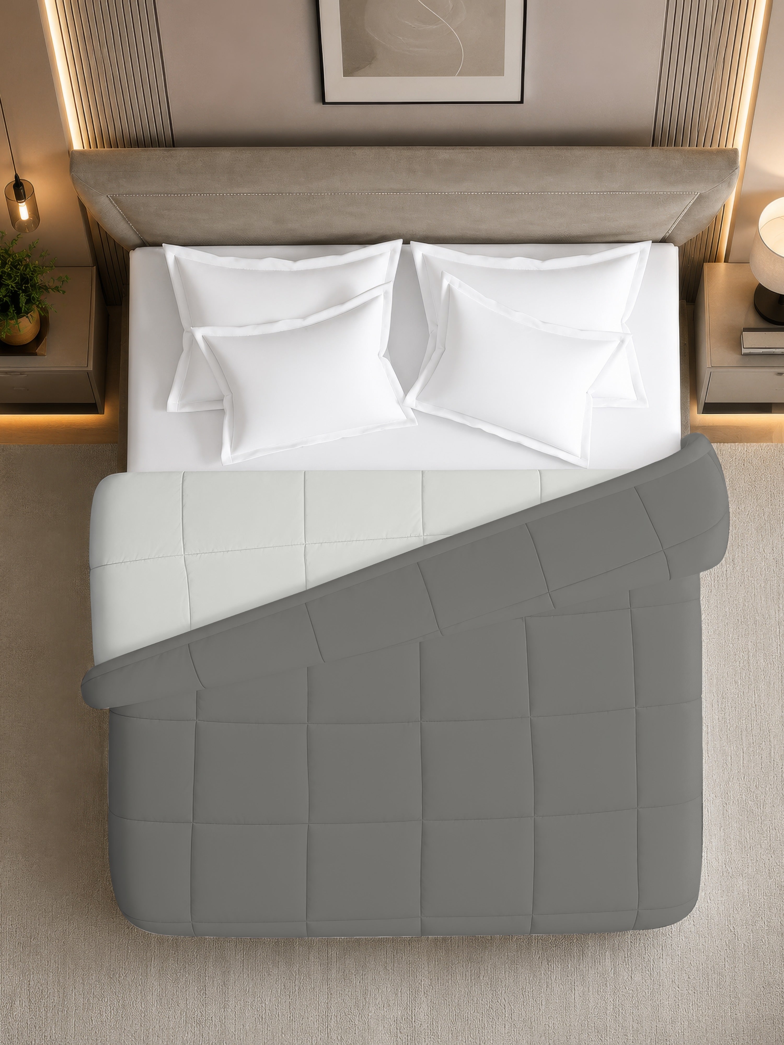 Quirky Home Nest Collection 220 GSM Double Bed Solid Reversible Comforter