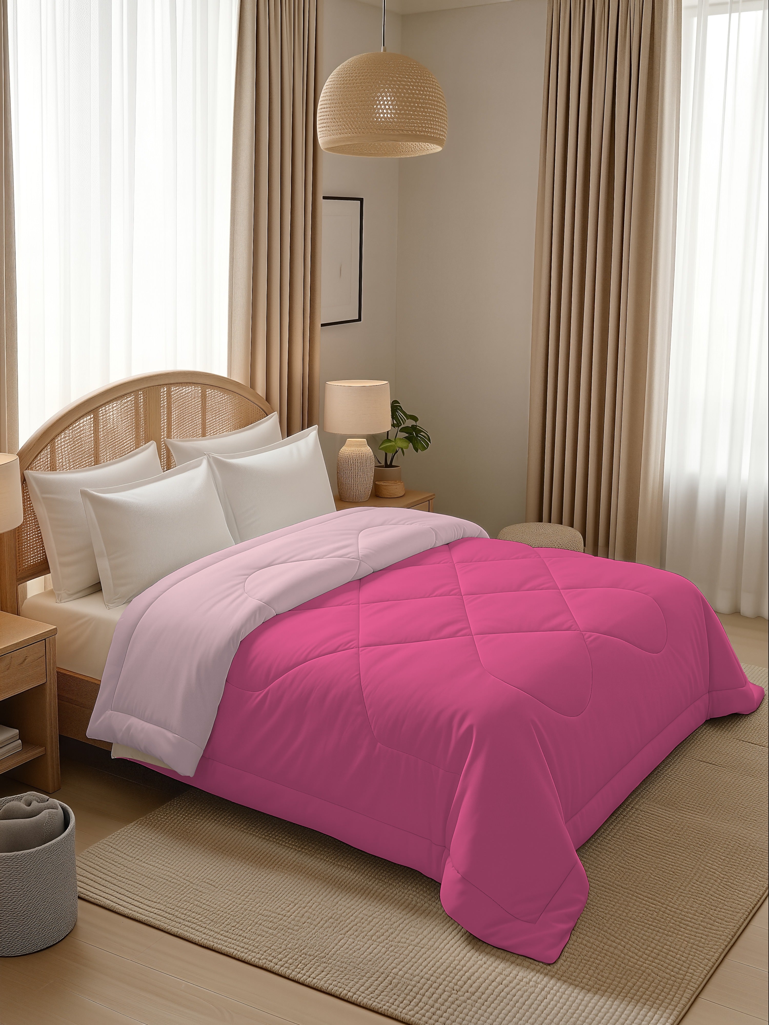 Quirky Home Nest Collection 220 GSM Double Bed Solid Reversible Comforter