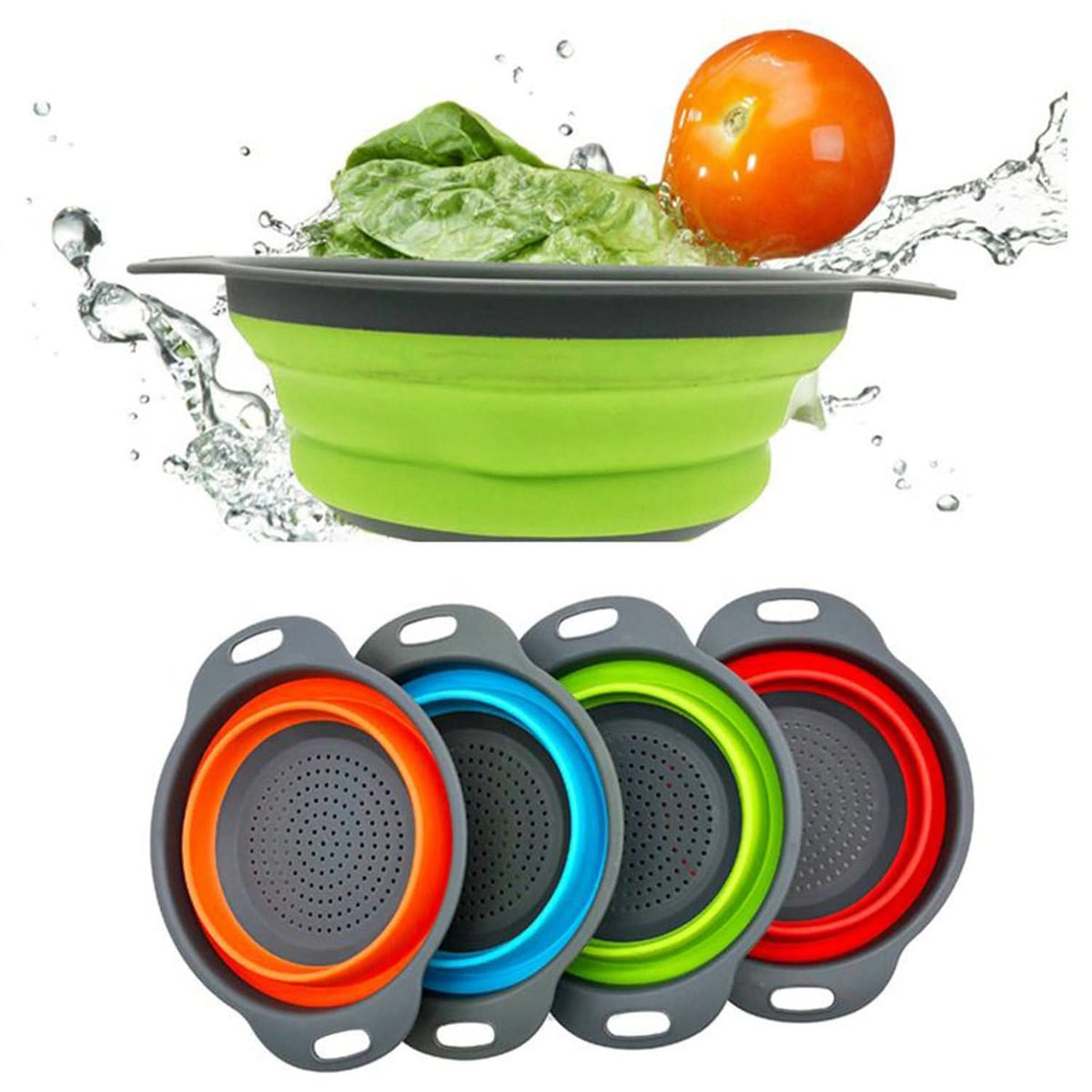 Round Silicone Strainer – Flexible, Heat-Resistant Kitchen Colander for Draining & Rinsing HP DD