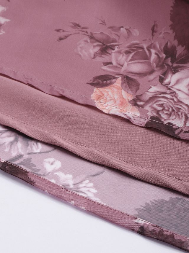 Bollywood Vogue Ready To Wear Mauve Organza Digital Printed Co ords Set