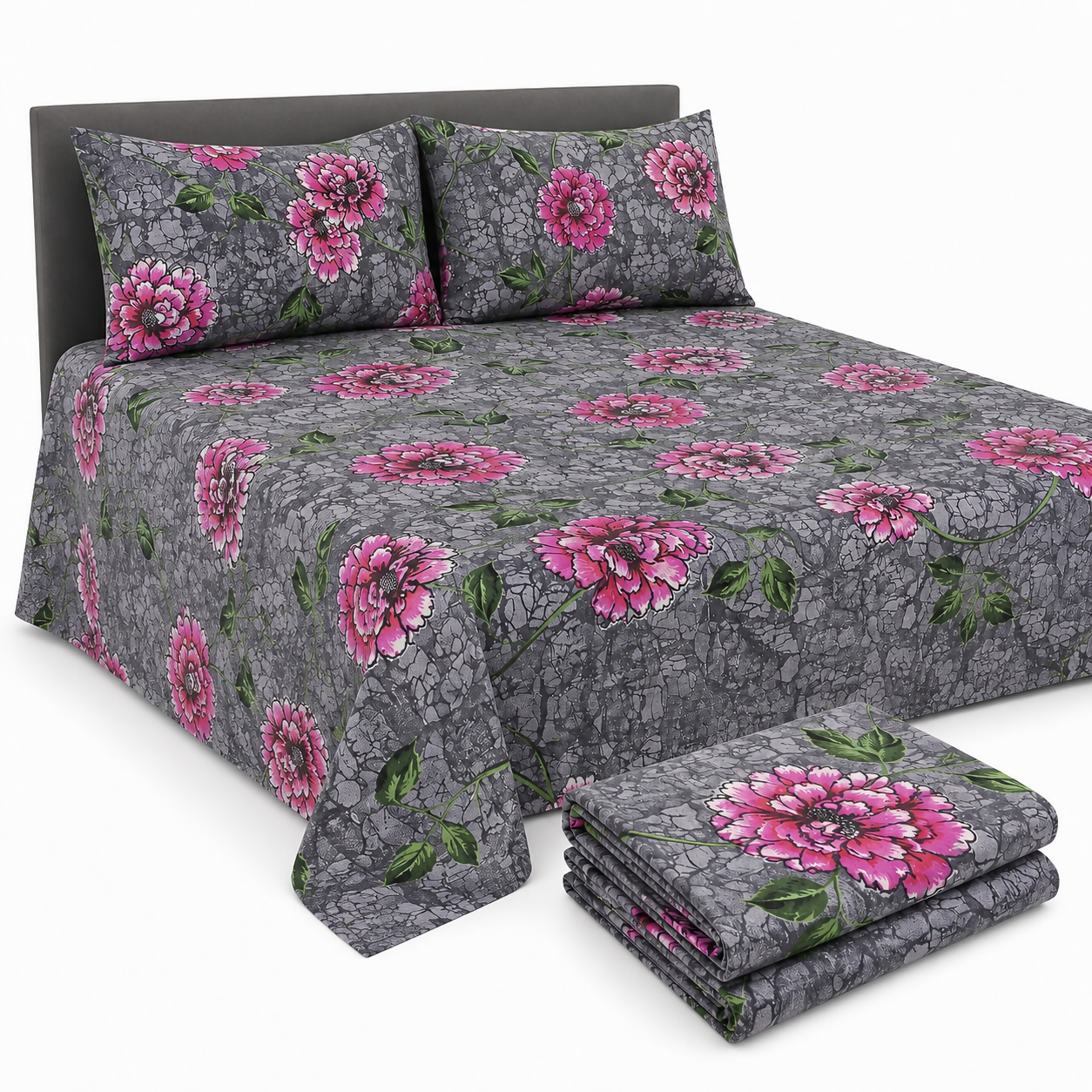 Royal Double Bedsheet Set, Double Bed Bedsheet with 2 Pillow Covers, 220 x 240 cm Bedsheet Set