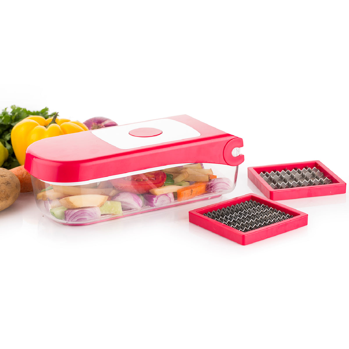 Ganesh Plastic Chopper Vegetable And Fruit Cutter Red