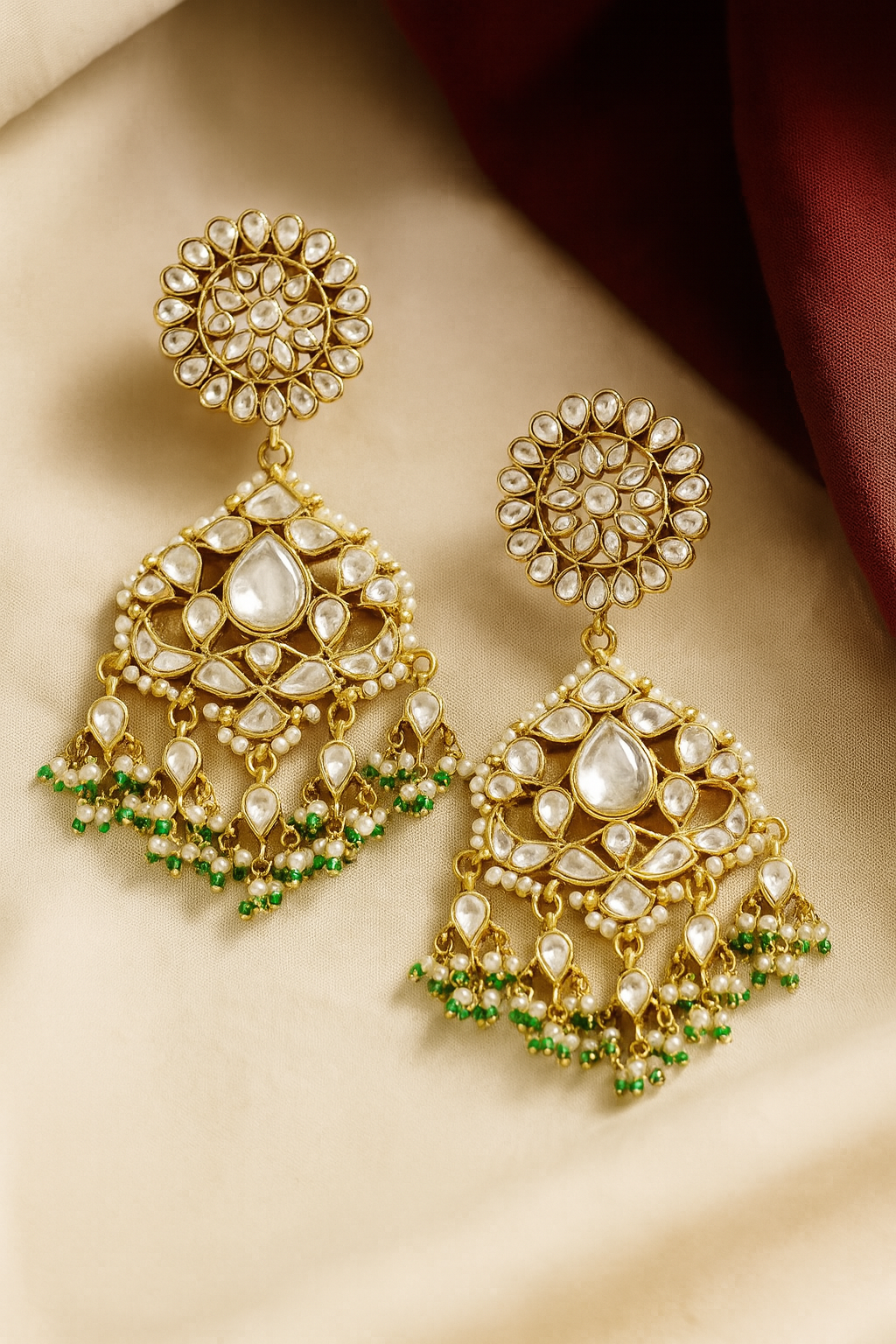 22K Gold Plated Traditional Kundan Dangler