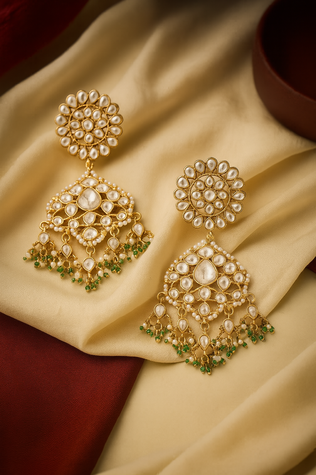 22K Gold Plated Traditional Kundan Dangler