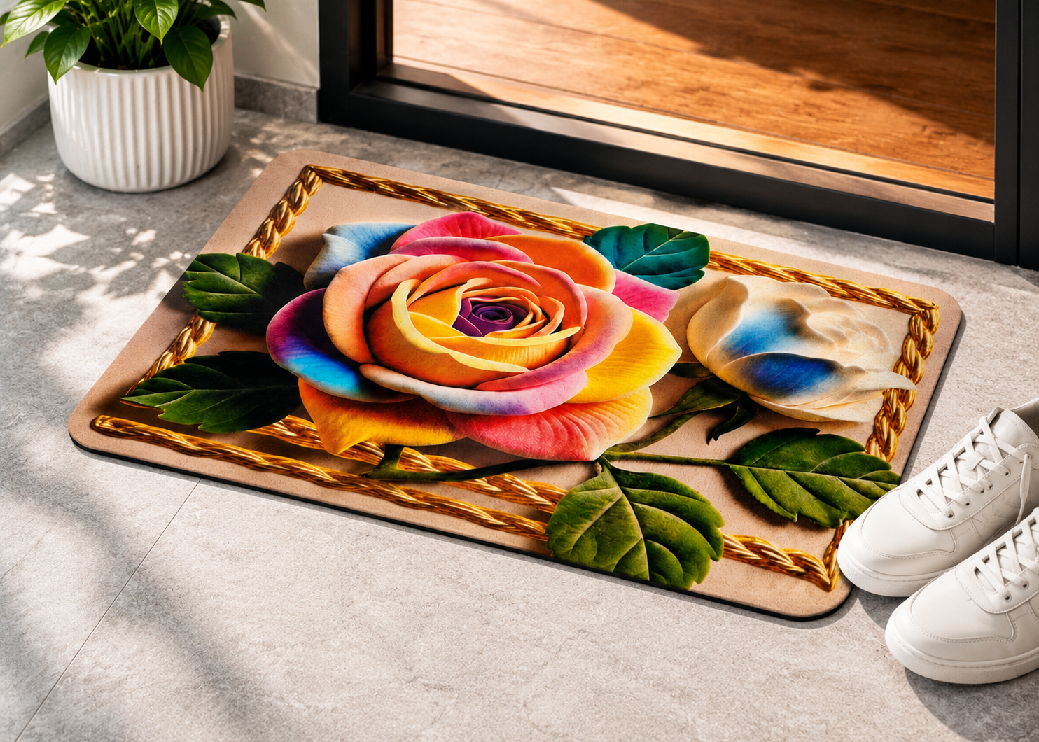 7D Multipurpose Mat – Design 3 | Non-Slip Absorbent Microfiber Rug | 36x56 cm