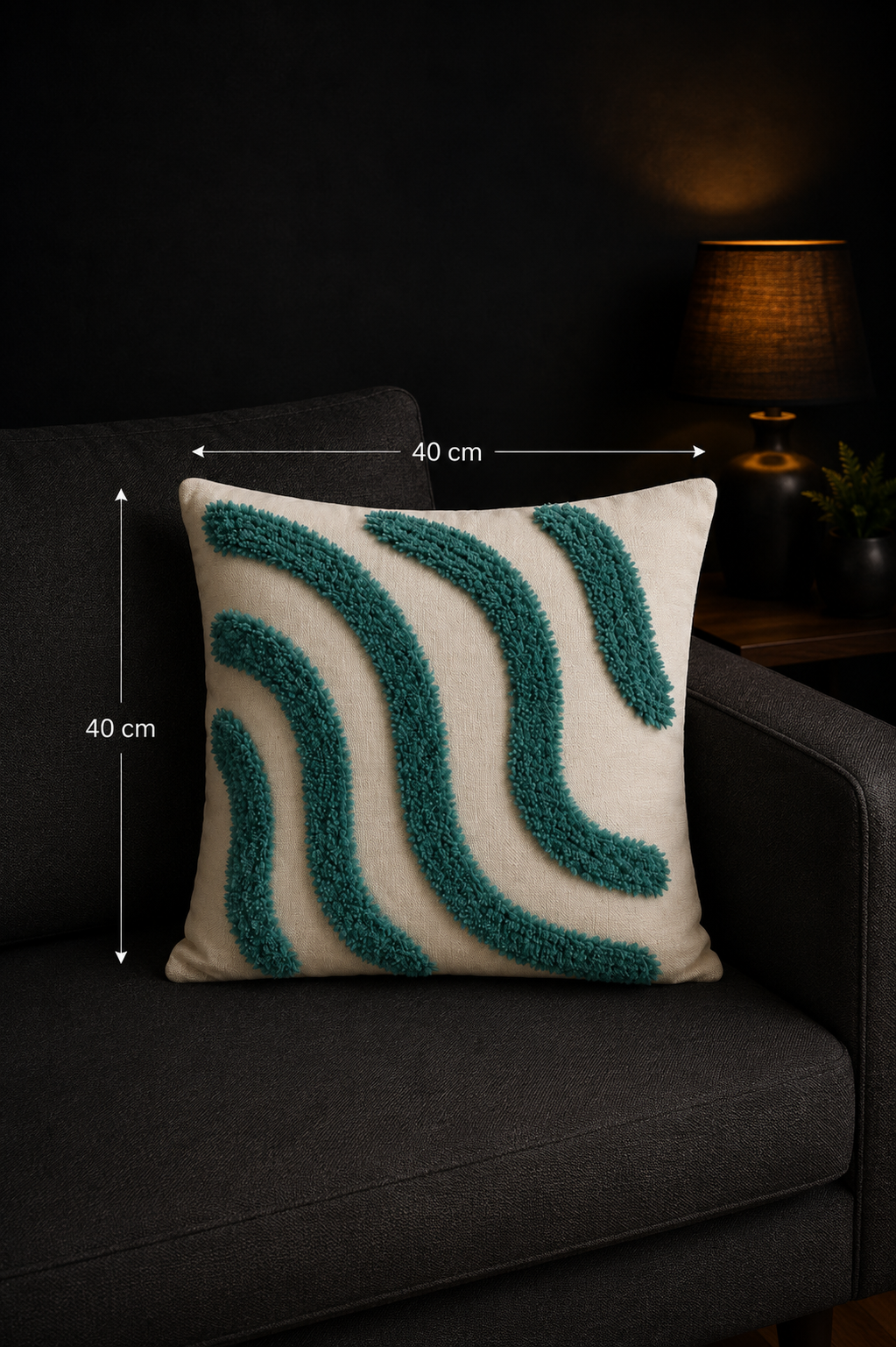 Tufted Cotton Cushion Cover 16x16 Inches Set Of 2 – Blue | Soft Decorative Sofa Pillow Cover with Hidden Zipper