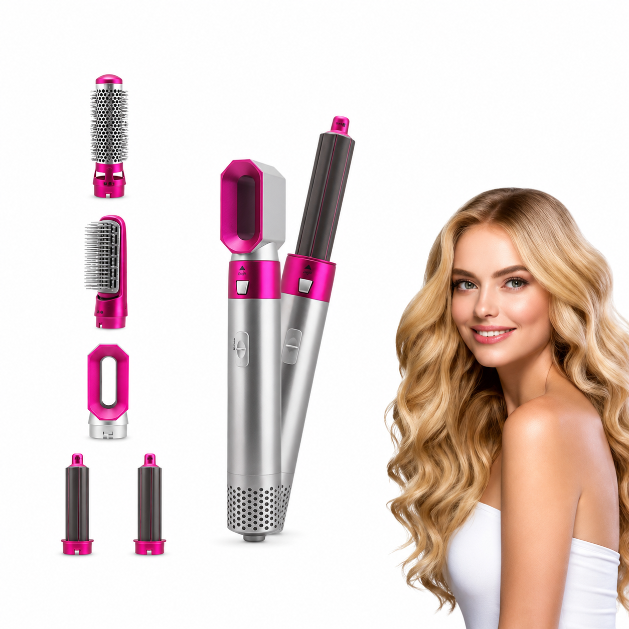 Drumstone 5-in-1 Hot Air Brush Styler with Detachable Heads – Straightening, Curling, Drying & Volumizing