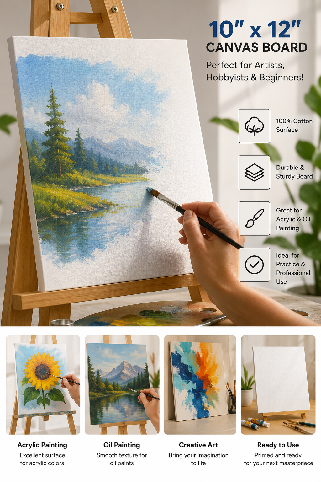 Canvas Board (10"*12") (25 * 30cm) (Pack of 1)