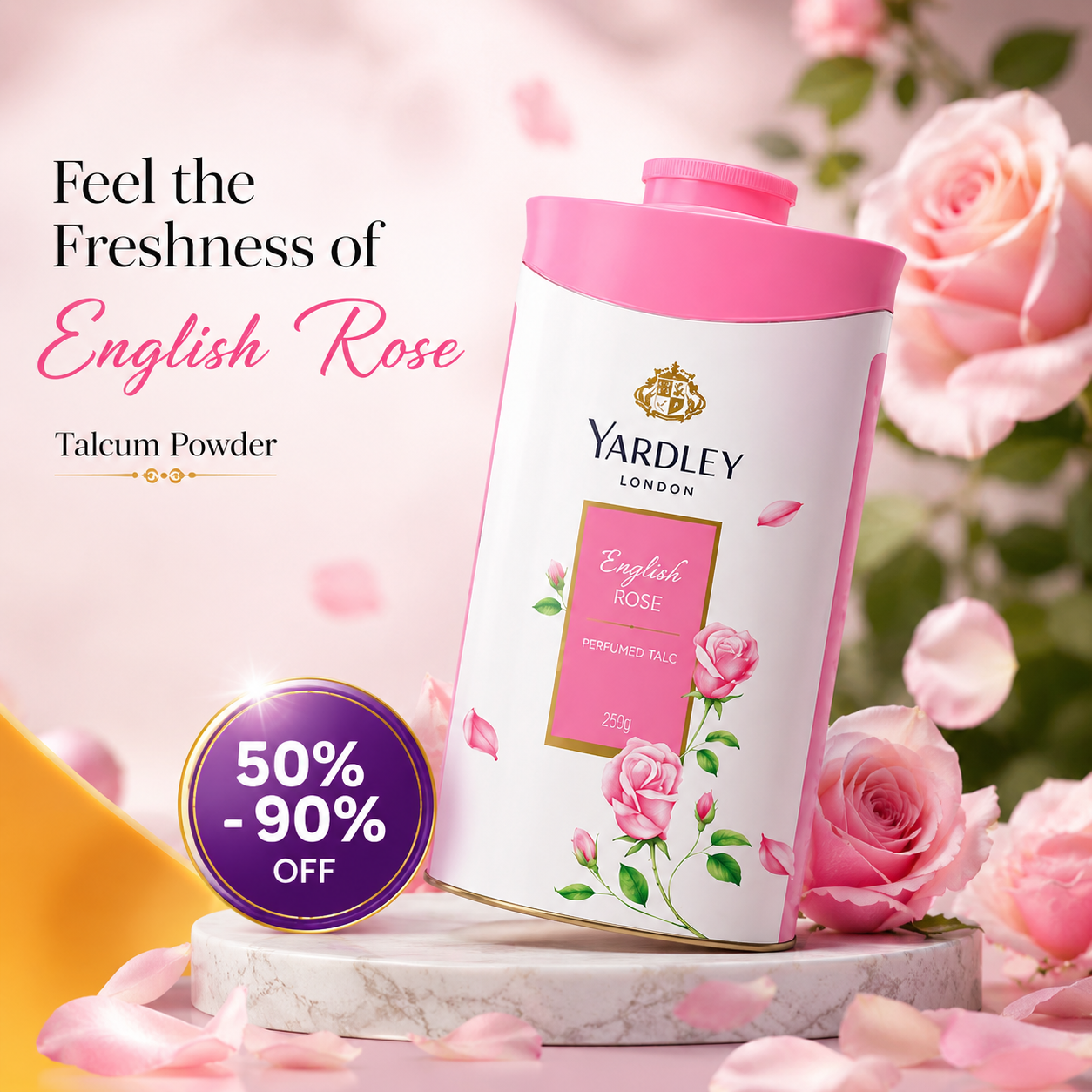 Yardley London English Roses Talc - 250gm (Pack of 2)