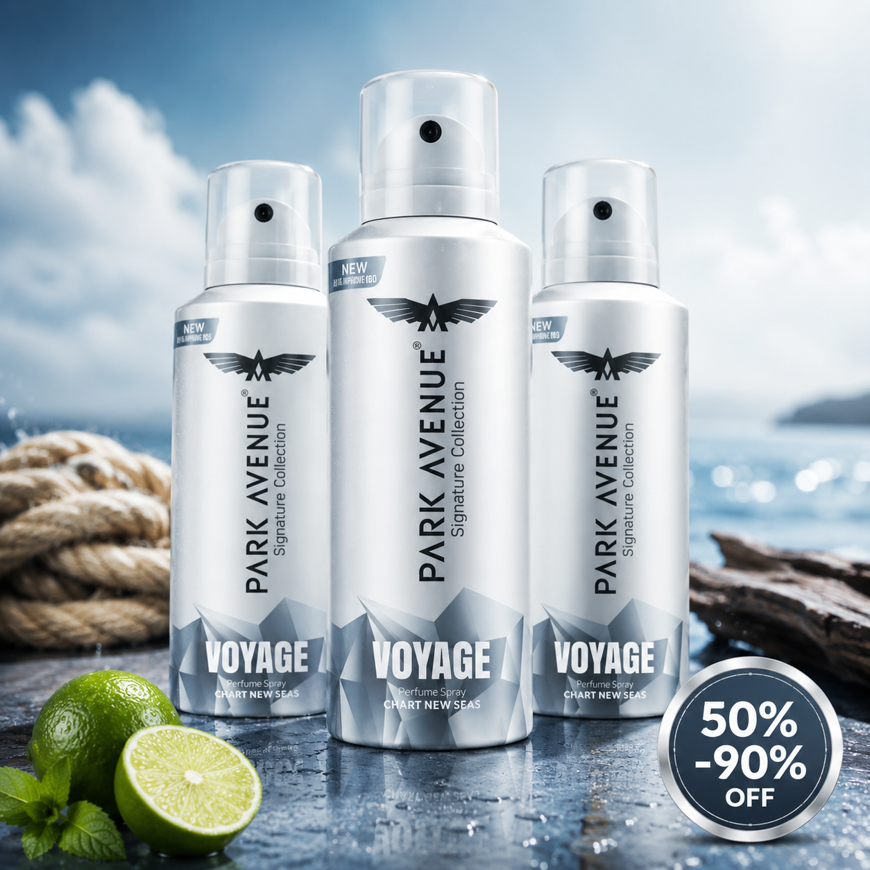 Park Avenue Men's Signature Deo, Voyage, 130ml (Pack of 3)