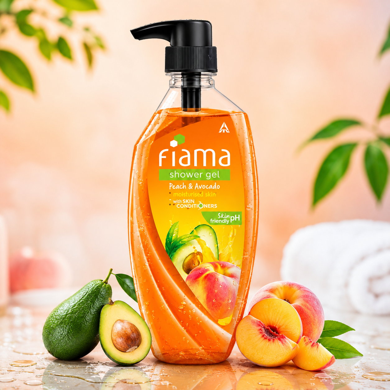 Fiama Shower Gel Peach & Avocado, Body Wash With Skin Conditioners For Soft Moisturised Skin, 500ml Pump