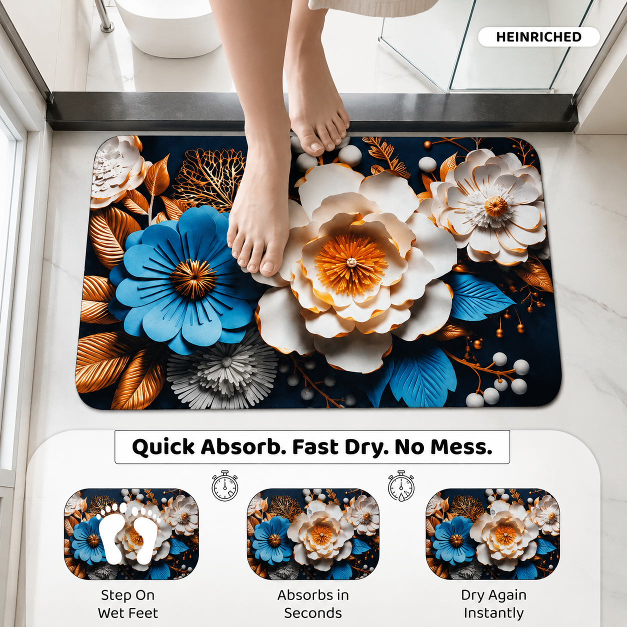 7D Multipurpose Mat – Design 4 | Non-Slip Absorbent Microfiber Rug | 36x56 cm