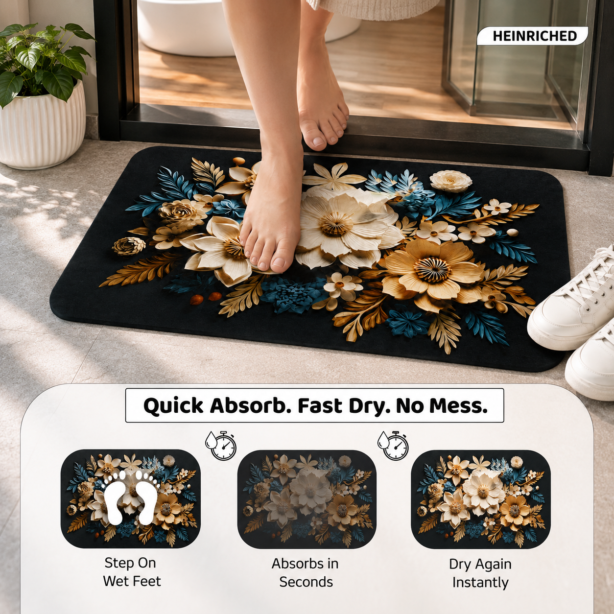 7D Multipurpose Mat – Design 6 | Non-Slip Absorbent Microfiber Rug | 36x56 cm