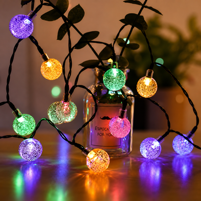 Multicolor Crystal Snowflake Ball LED String Lights (14 Lights)