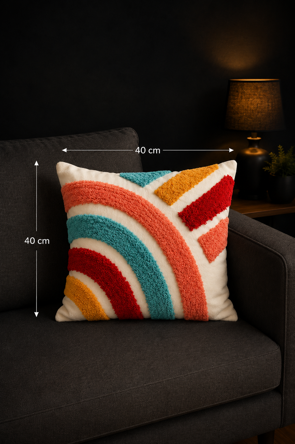 Tufted Cotton Cushion Cover 16x16 Inches Set Of 2 – Multicolor | Soft Decorative Sofa Pillow Cover with Hidden Zipper