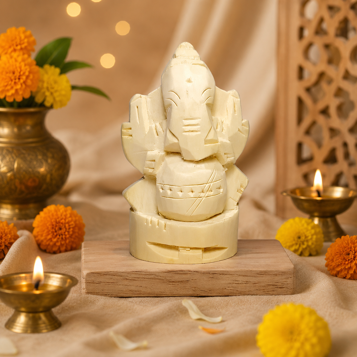 Natural Tella Jilledu Ganapathi - Swetharka Ganesh - Jilledu Ganapathi - Vallampuri Vinayakar - (Wood)