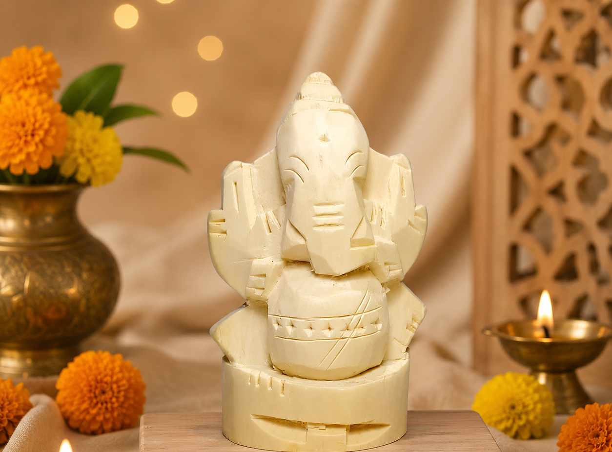 Natural Tella Jilledu Ganapathi - Swetharka Ganesh - Jilledu Ganapathi - Vallampuri Vinayakar - (Wood)