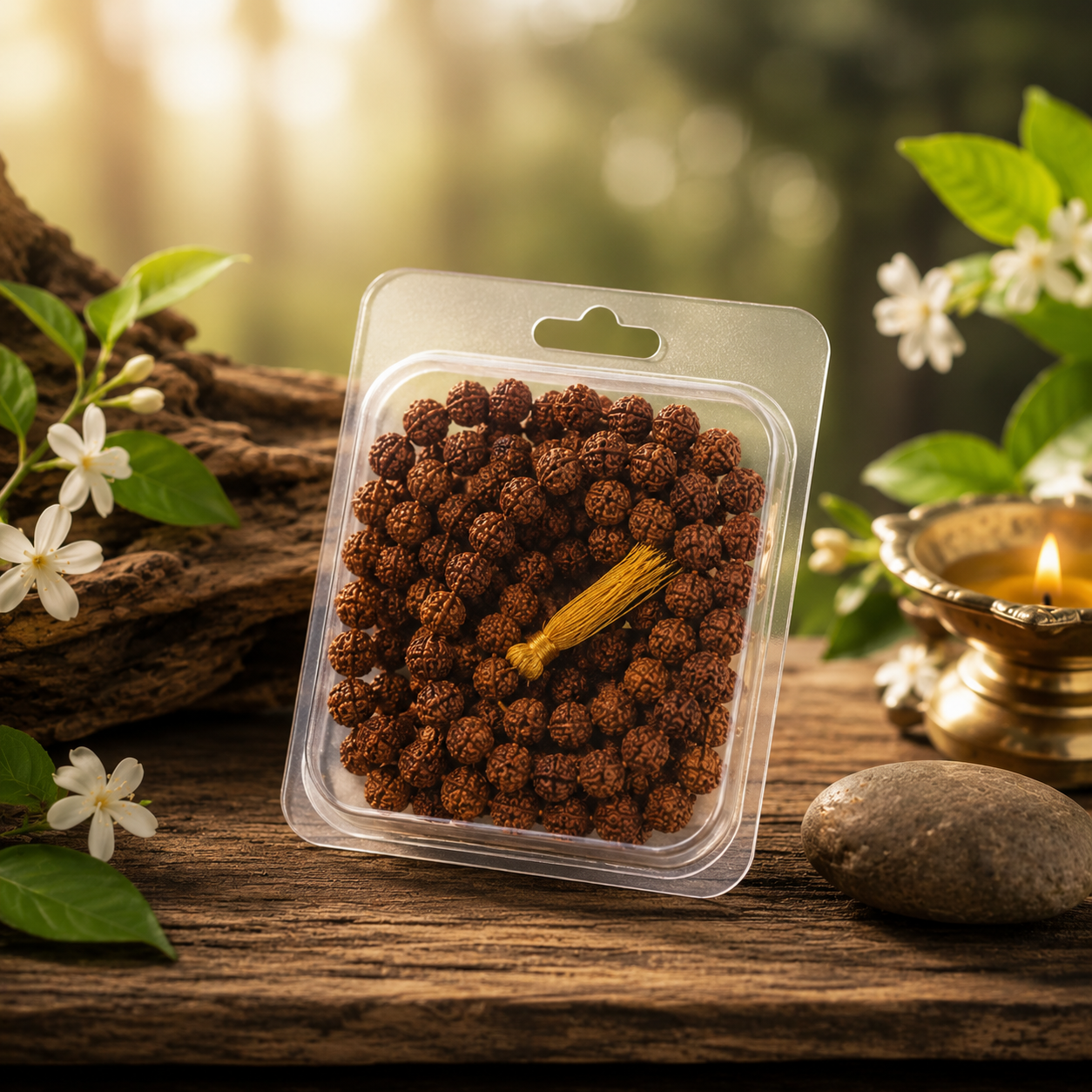 Natural Brown Rudraksha Mala – Prayer Beads for Meditation, Peace & Spiritual Protection