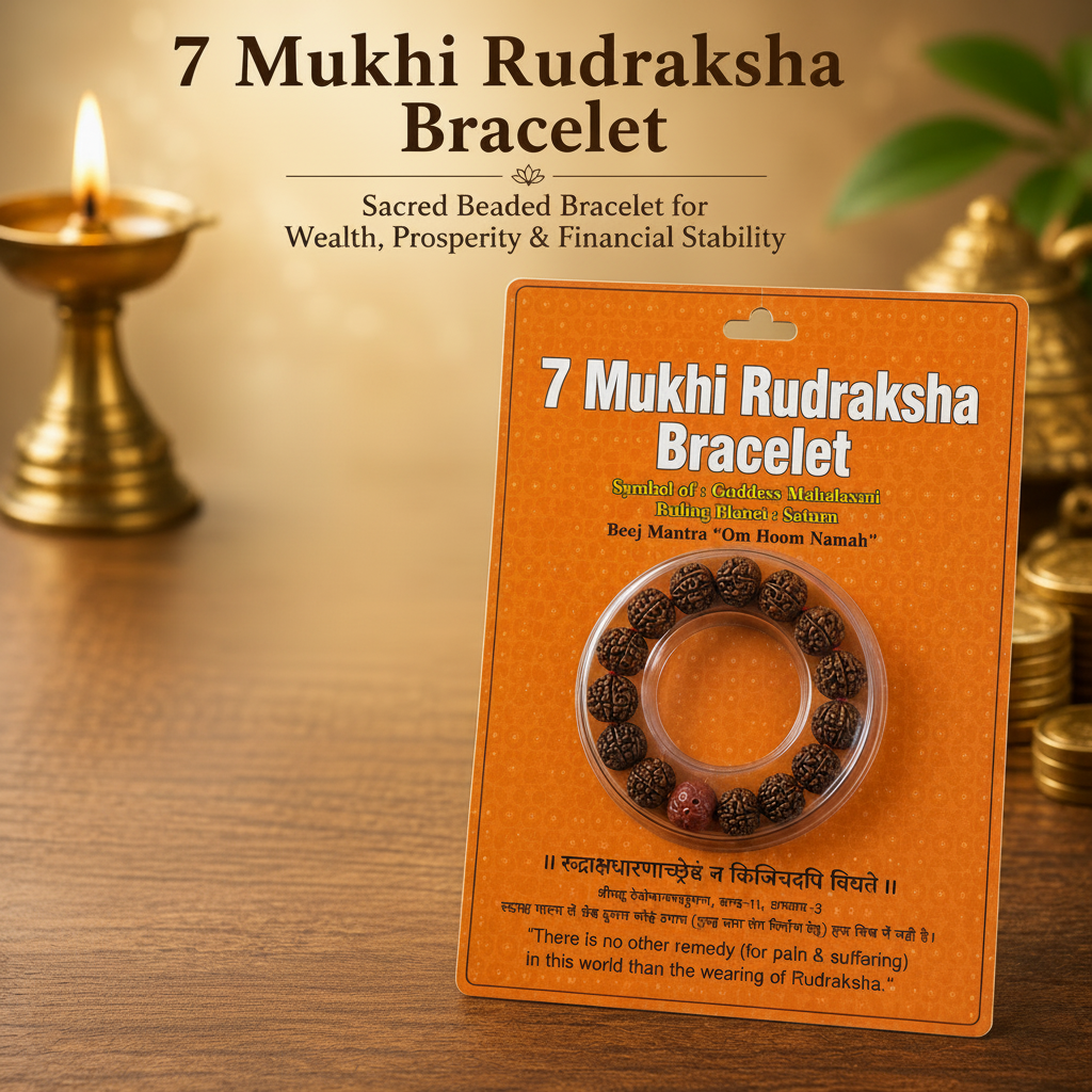 Sacred 7 Mukhi Rudraksha Beaded Bracelet for Financial Stability