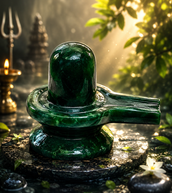 Marakatha Emerald Shiva Lingam for Peace, Abundance & Spiritual Energy