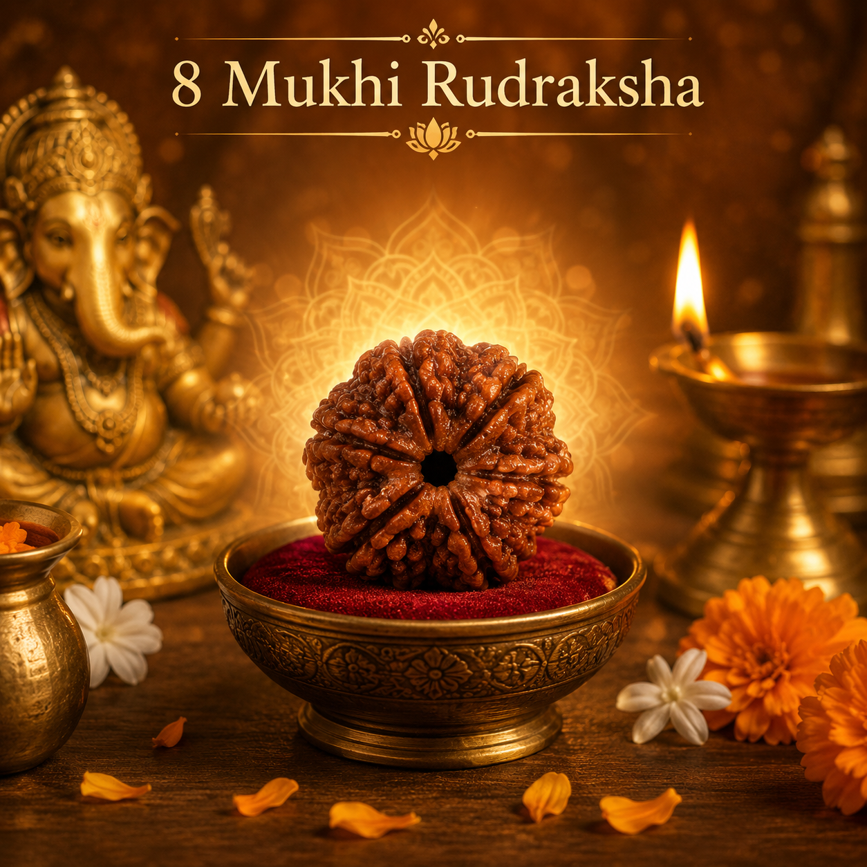 8 Mukhi Rudraksha Bead – Ganesha Blessing Sacred Natural Rudraksha