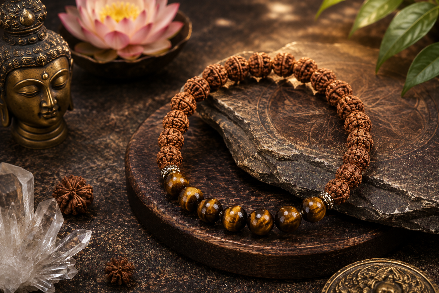 Rudraksha Gems Energy Bracelet – Natural Beads for Protection, Balance & Positive Energy