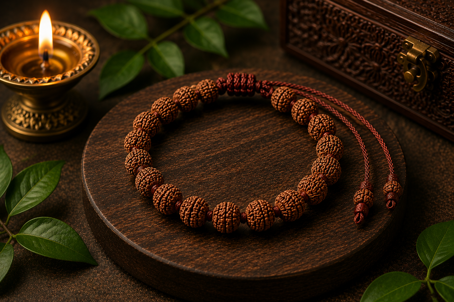 4 Mukhi Rudraksha Bracelet – Sacred Beaded Bracelet for Knowledge, Creativity & Mental Clarity