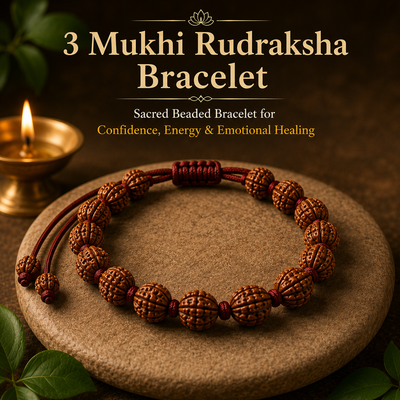 3 Mukhi Rudraksha Bracelet – Sacred Beaded Bracelet for Confidence, Energy & Emotional Healing