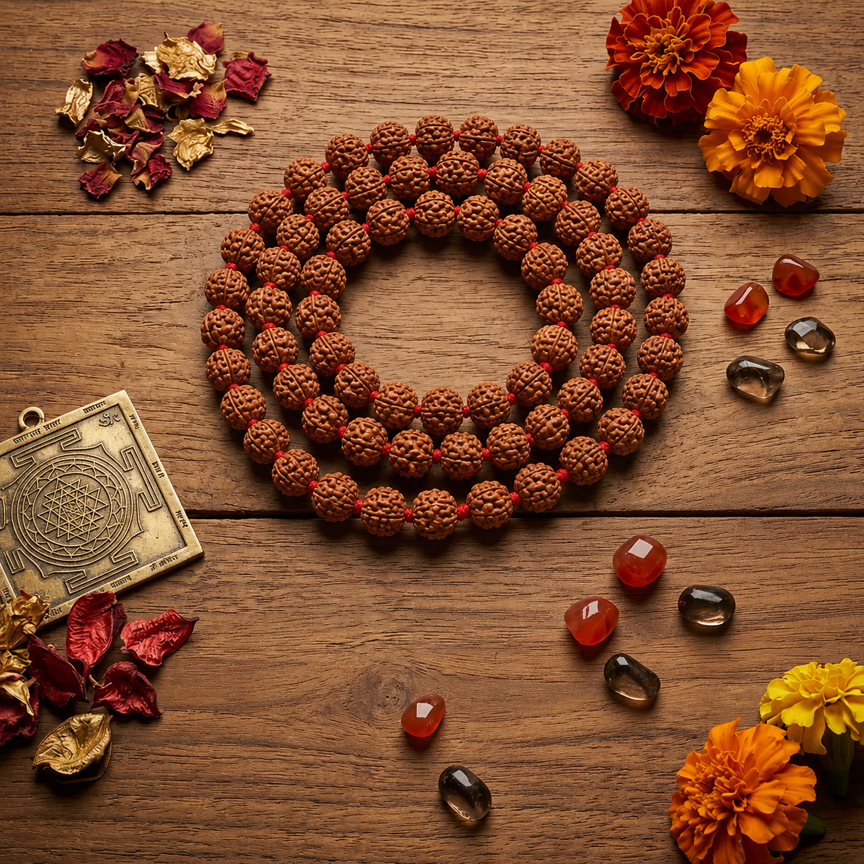 9 Mukhi Rudraksha Mala – Durga Blessing Spiritual Power Prayer Beads