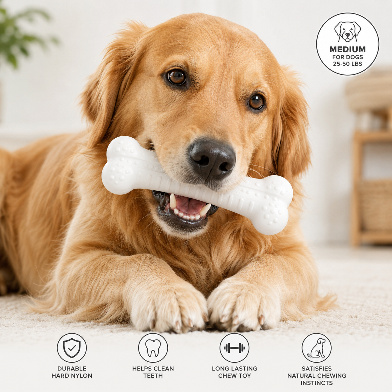 Canine Nylon Hard Chew Bone Toys for Dogs (Medium)