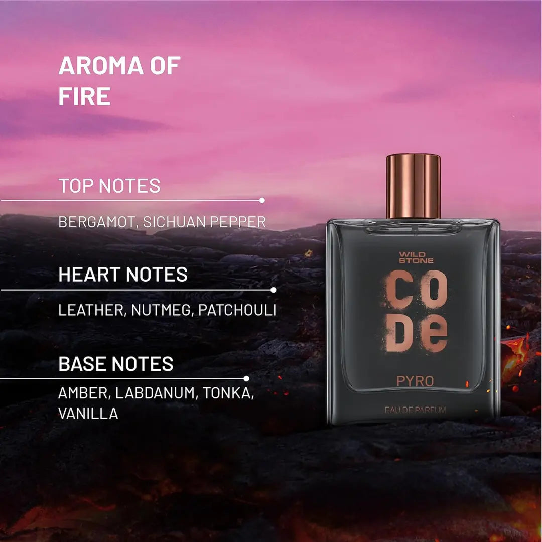 WILD STONE CODE Pyro Eau De Parfum For Men, 100Ml|Bold, Intense & Vibrant Fragrance| Luxury Men Perfume With Long Lasting Aroma, Scented, Spray