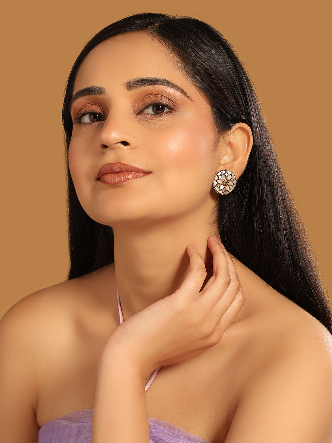 22K Gold Plated Mother of Pearls Stud Earrings