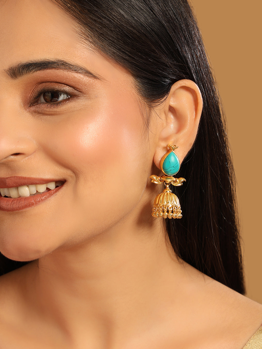 22K Gold Plated Turquoise Jhumki