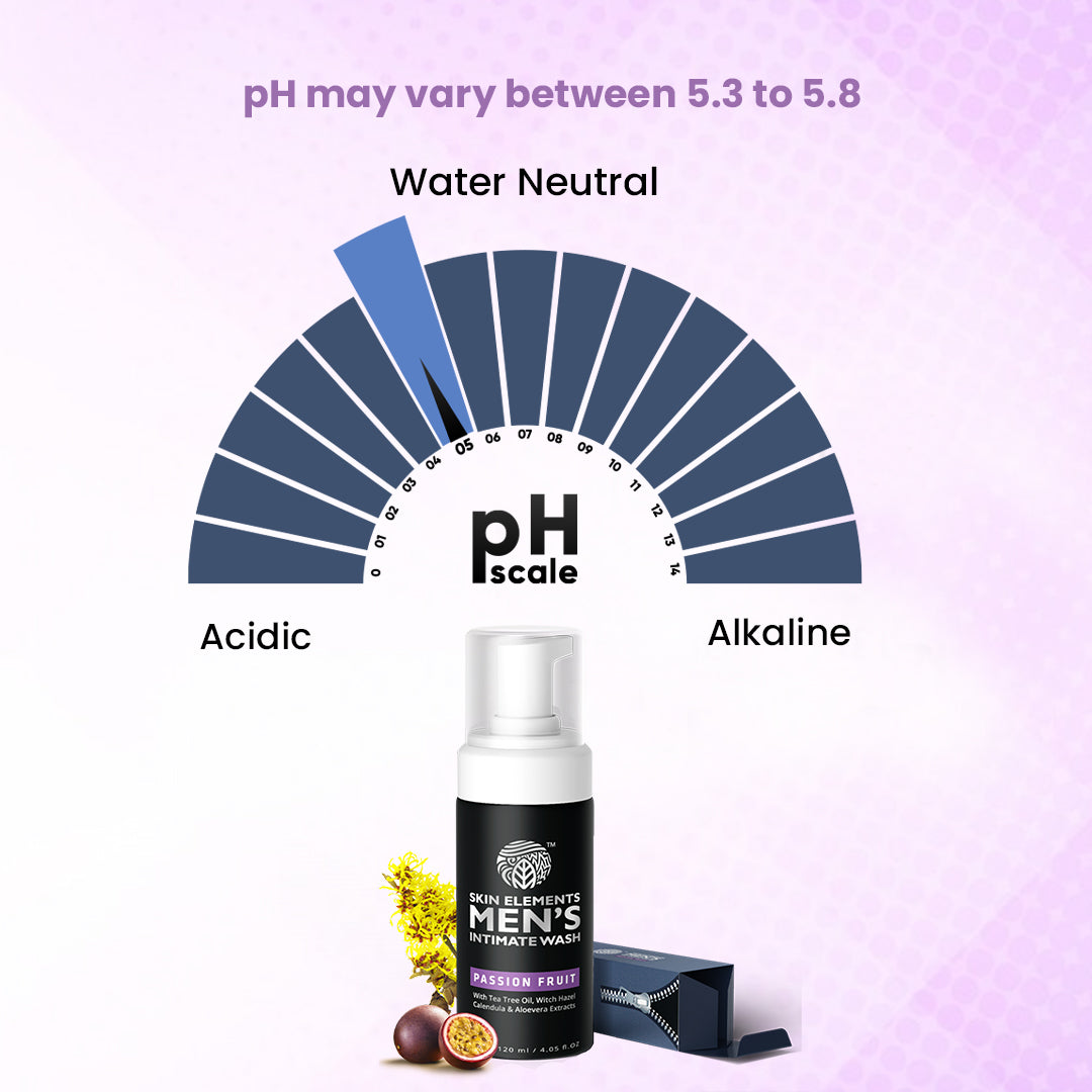 Skin Elements Intimate Wash for Men | pH Balanced Foaming Wash with Passion Fruit | Soothes, Refreshes & Maintains Hygiene | 4.05 fl. oz.