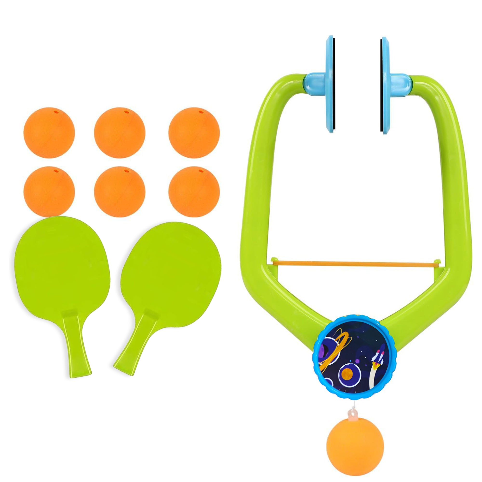 Kidology Hanging Table Tennis Self-Training Set – Indoor Ping Pong Game with 2 Rackets & 6 Balls – Portable Double Sparring Toy for Kids & Adults – Parent Child Interactive Sport Game