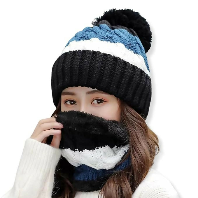 Tomorrow Fashion 2-in-1 Winter Beanie Hat Scarf Set