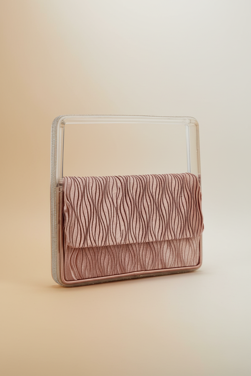 Elegant Rose Gold Structured Mini Handbag with Textured Flap RAYORA ENTERPRISE