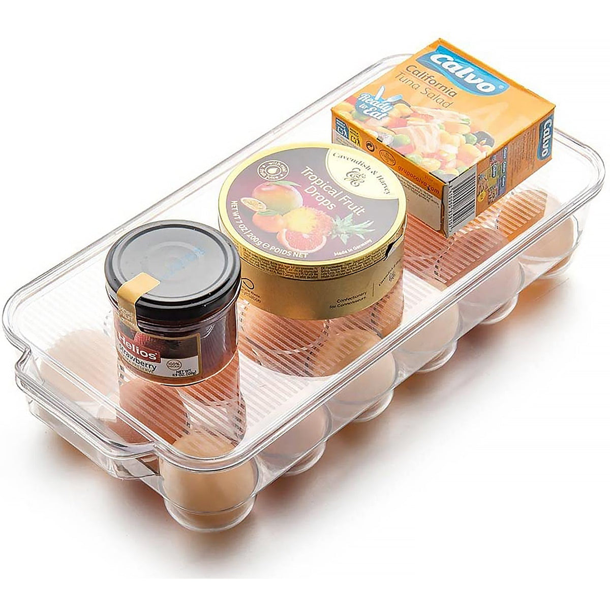 Plastic 18 Cavity Egg Storage Box Or Egg Trays For Refrigerator With Lid Handles High Quality Rectangular Egg Tray Box For 18 Egg (1 Pc) HP DD