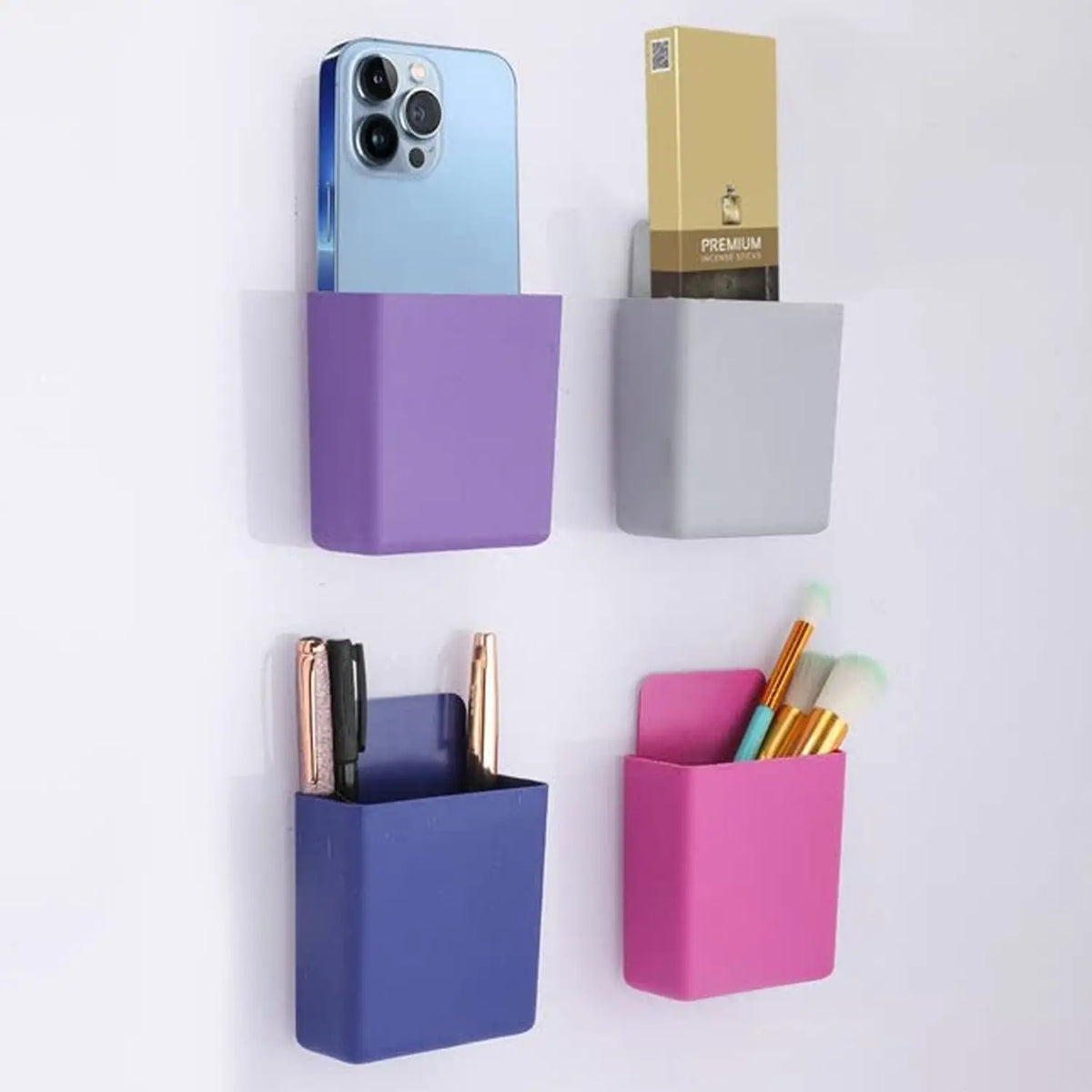 Multipurpose Plastic Wall Mounted Remote Mobile Holder Stand (Pack Of 4) HP DD
