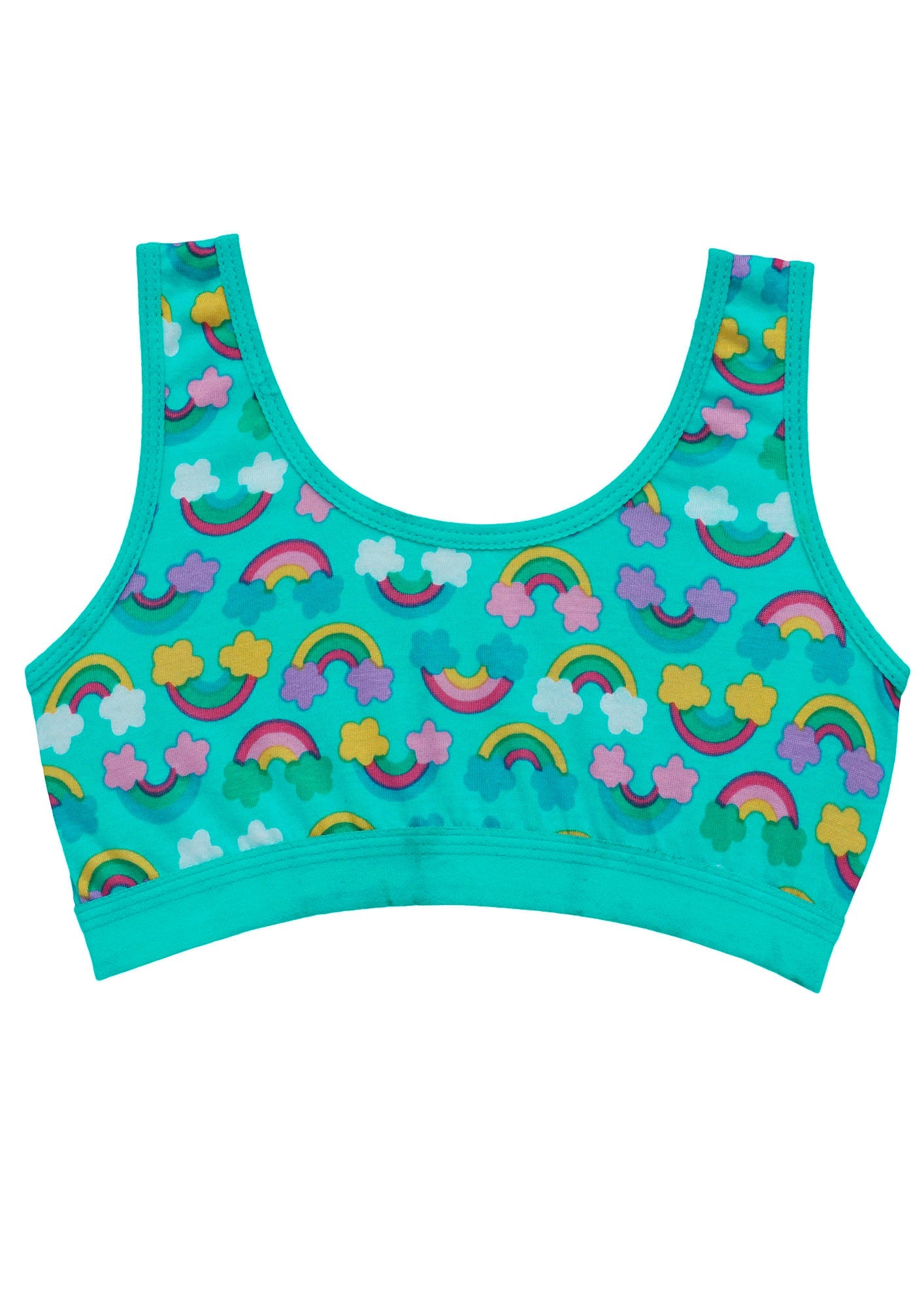 D'chica Essentials Assorted Single-Layer Broad Strap Cotton Sports Bra | Non-Padded Beginner Bra | Printed Style (Colour-Blue) Dchica Fashion Lifestyle