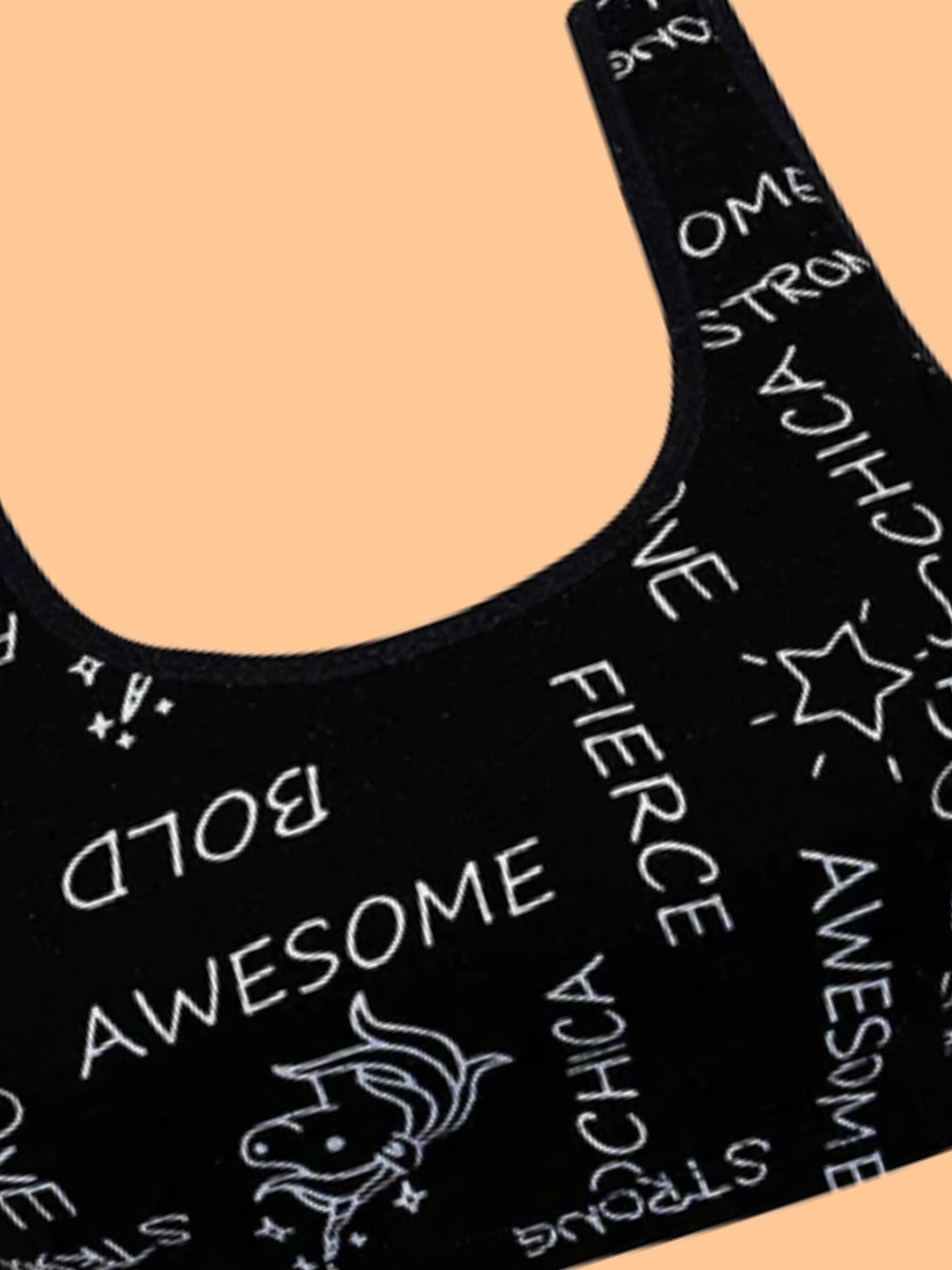 D'chica Essentials Assorted Double-layer Broad Strap Cotton Athletic Bra | Non Padded Beginner Bra | Printed Bra| Color Black| Dchica Fashion Lifestyle